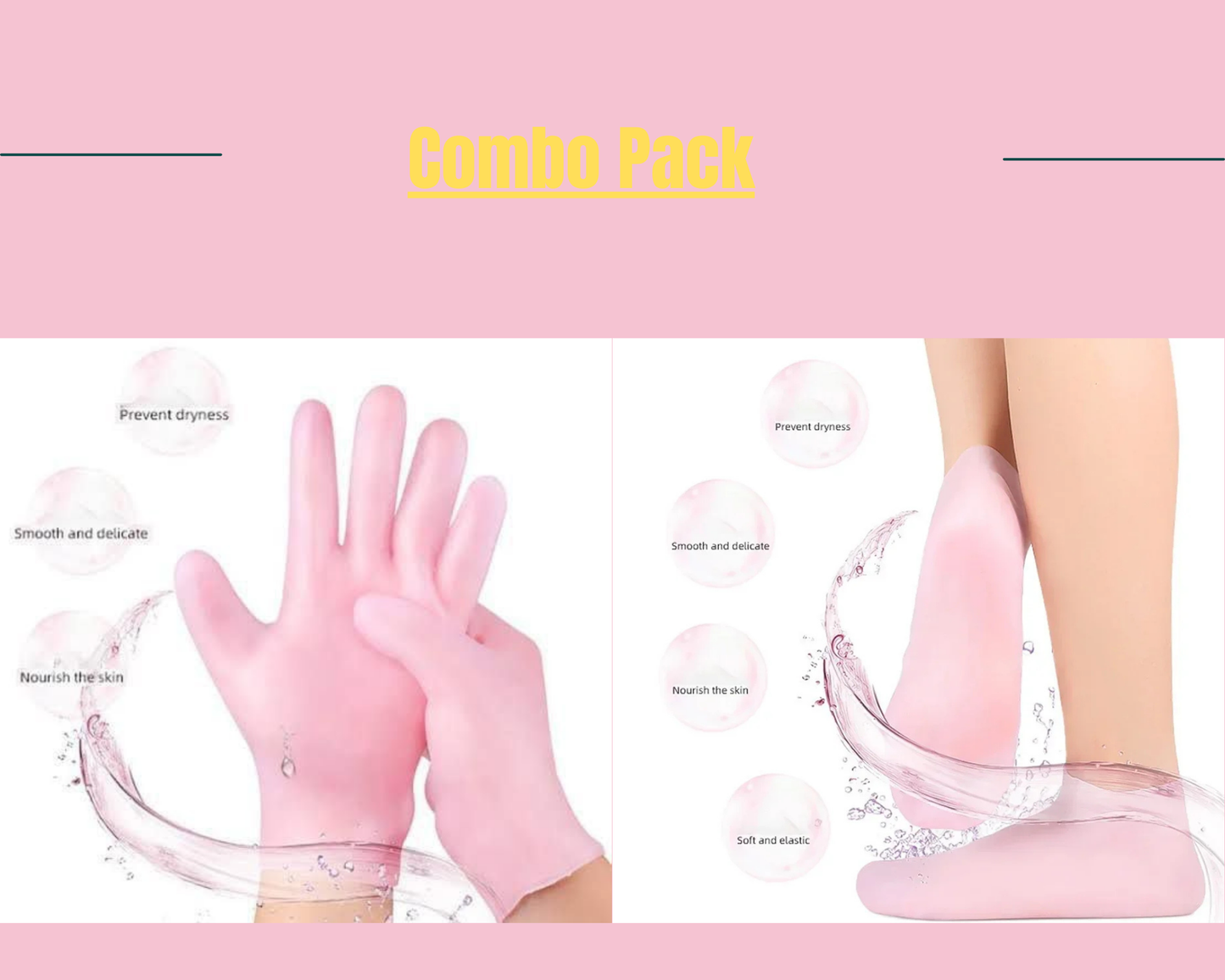 (Combo Pack - Hight Quality) Moisturizing Glove and Socks Set, Silicone Gel Spa Socks For Dry Cracked Skin & Silicone Jelly Socks Gel Moisturizing Socks Foot Care Protector