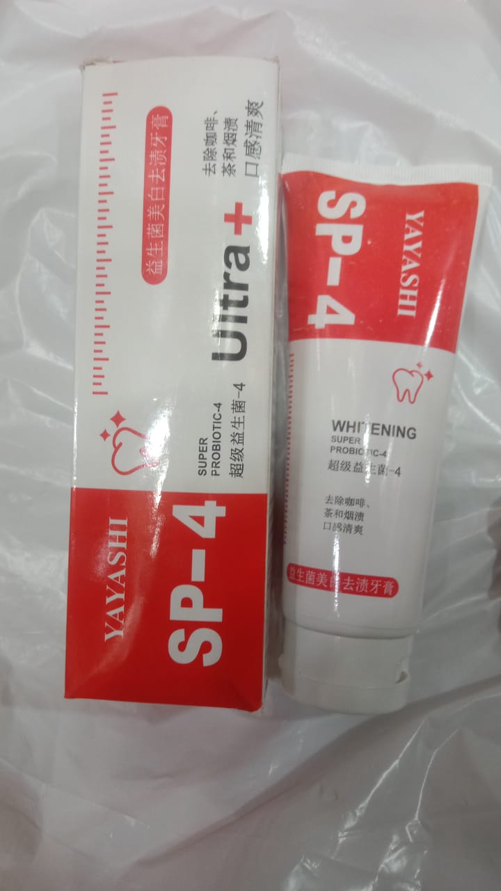 Yayashi Sp-4 Ultra Whitening Toothpaste Probiotic Stain Remover 120Gm / Stain Removing Toothpaste, Protects Gums Freshens Breath, for Everyone