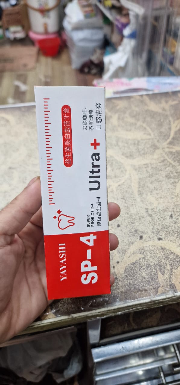 Yayashi Sp-4 Ultra Whitening Toothpaste Probiotic Stain Remover Stain Removing Toothpaste, Protects Gums Freshens Breath, for Everyone - 120 gram