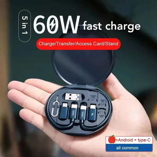 (5 in 1 ) Data Cable Set All Solutions in One / Data Cable Set 60w Fast Charging (random colors)