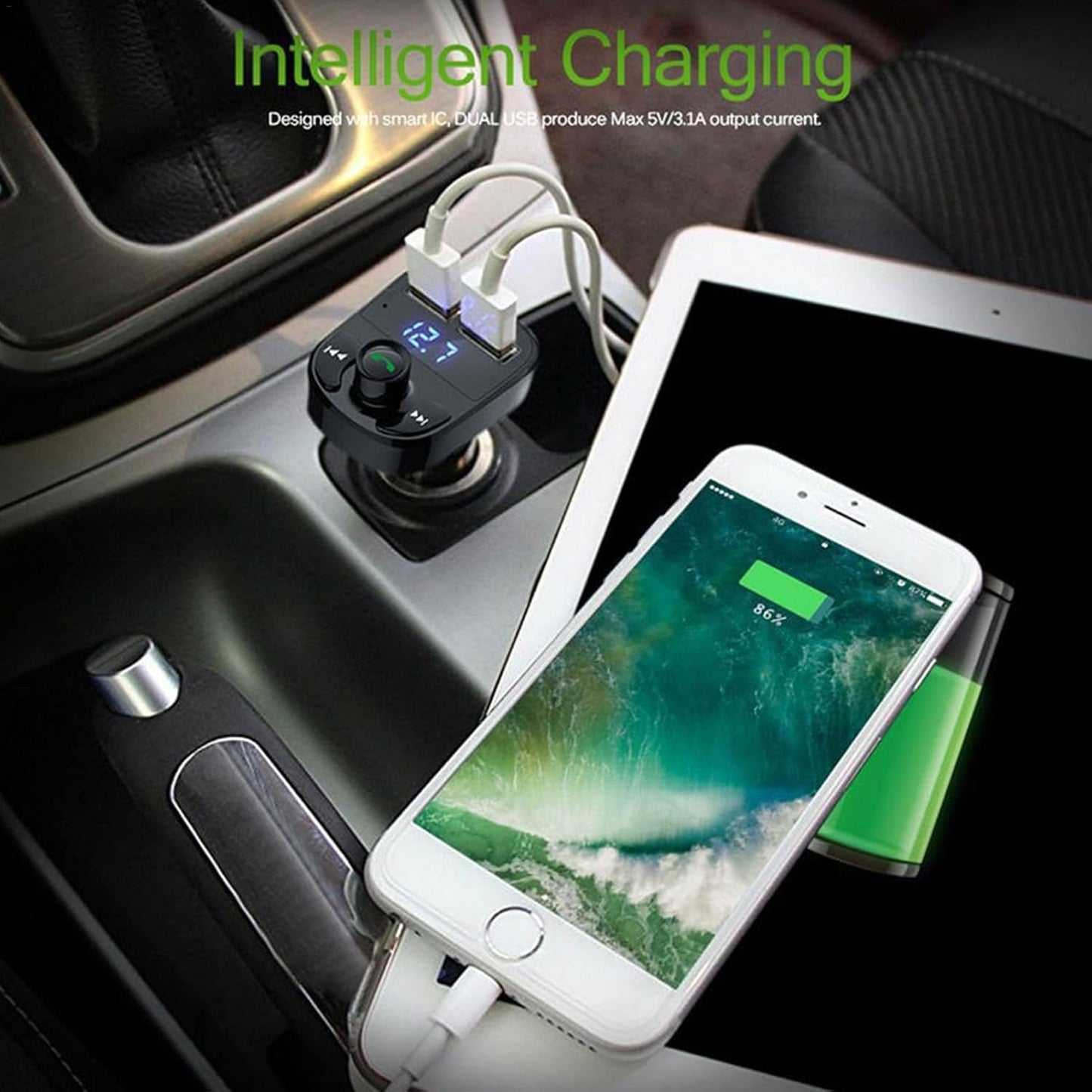 X8 - Multifunctional Car Mp3 Player | Car Wireless FM Transmitter | Car Mp3 Modulator - 3.1A | Car Accessories ( Random Color )
