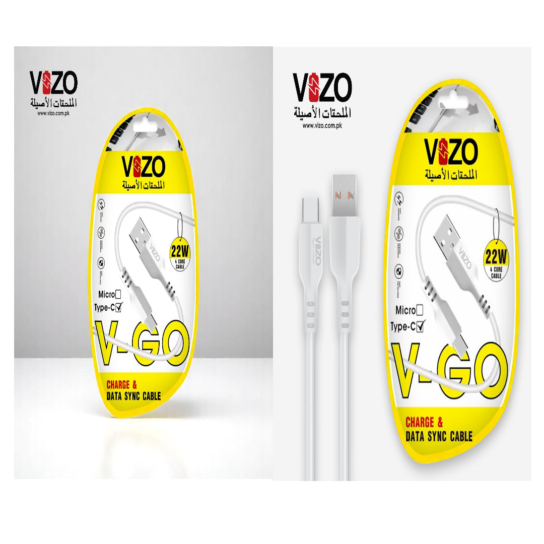 Vizo V-Go 22W Fast Charging Type-C Data Cable | Best Quality Type Fast Charging Cable | 22W Fast Charging Cable | Charging Pin - Charging Lead For Mobile Phone