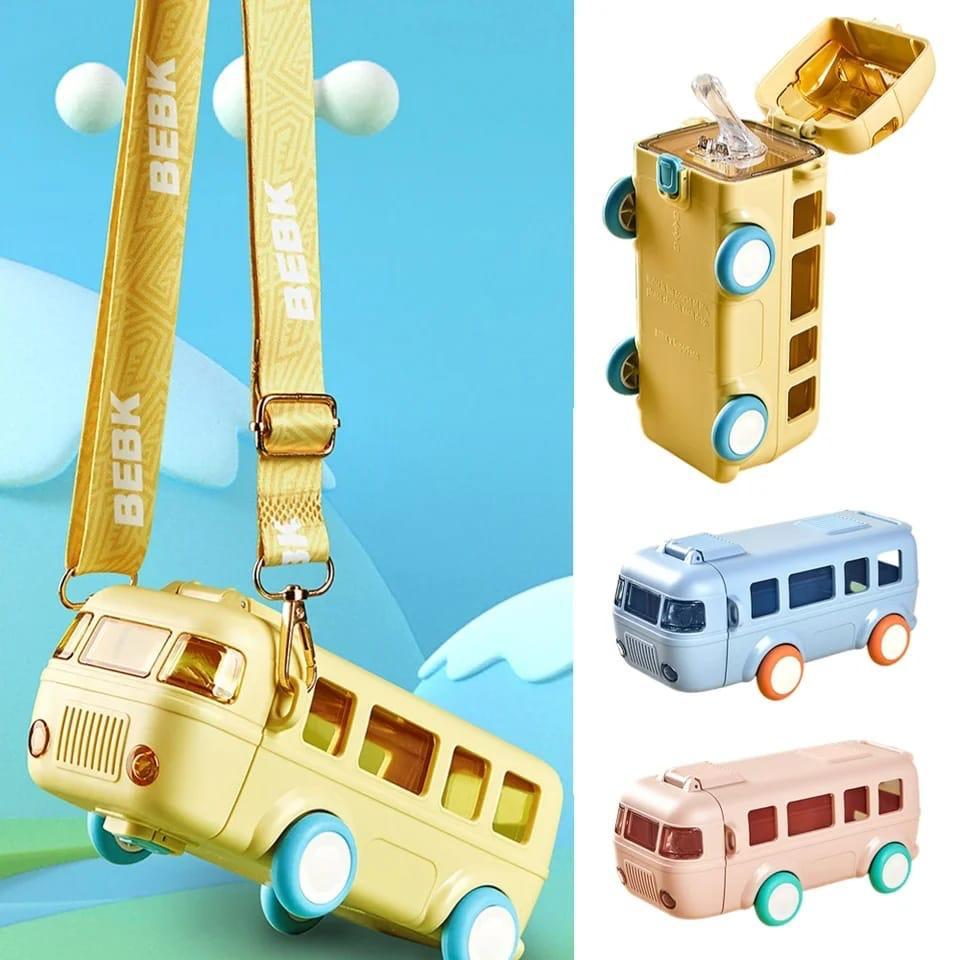 (NW000429) Bus Shape School Water Bottle with Strap 500 ML (Random Color)