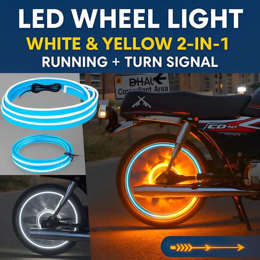 01 Pcs Trending Hub Universal Bike Strip Light â€“ Dual Color Turn Signal (Yellow &amp; White) | Best Quality Strip Light For Motorcycle | Strip Light For Bike
