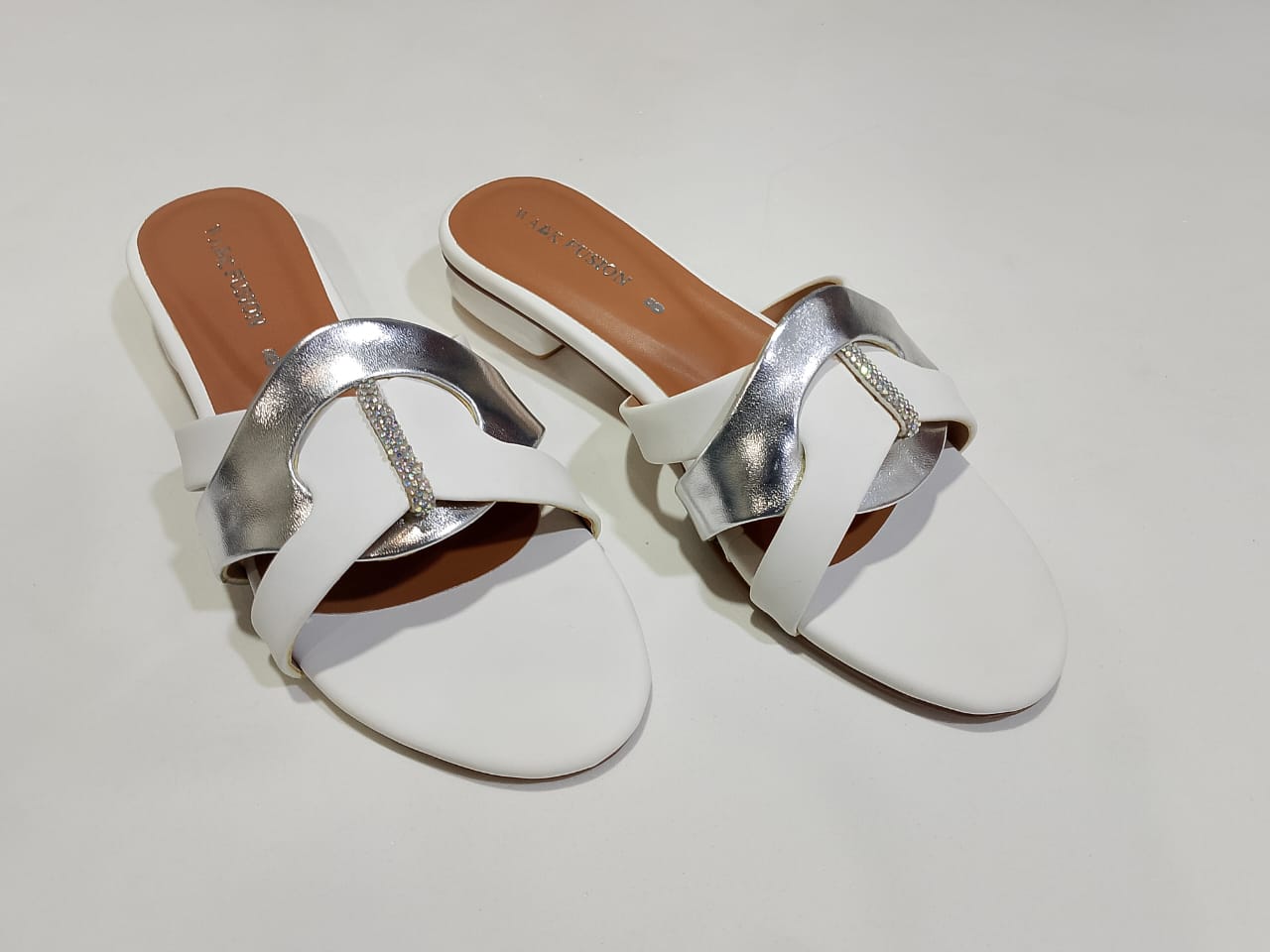 White &amp; Silver Premium Slippers â€“ Elegant Design, Comfy Feel &amp; Stylish Look | Shine with every step â€” comfort, elegance and class in one perfect pair | Slipper | Slipper For Women (With Box)