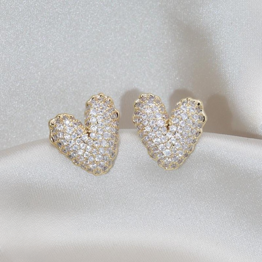 Zircon Heart Stud Earrings â€“ Trendy Korean Fashion Jewelry for Girls &amp; Women