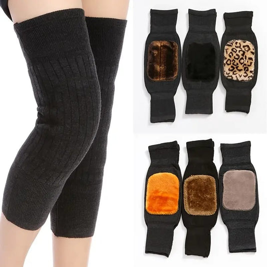 ( Pair ) Unisex Women Menâ€™s Cashmere Wool Knee Brace Pads | Winter Warm Thermal Knee Warmers Velvet Knee Protector (random color)