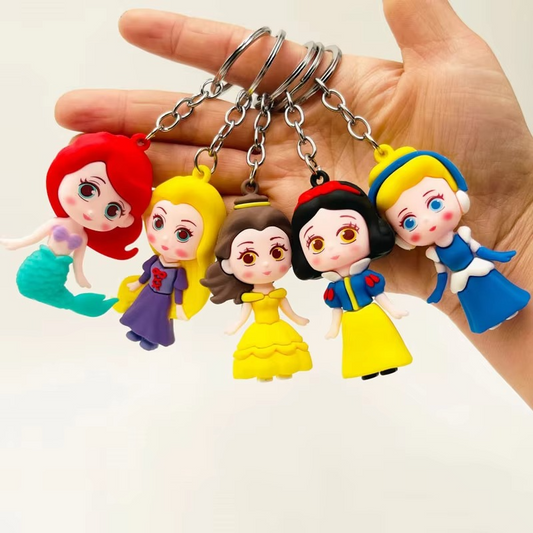 01 PCs Disney Princess Anime Figure Key-Chain â€“ Cute Soft Rubber Bag Accessory | Random Design &amp; Color | Kids Gift - Keychain ( Random Color )