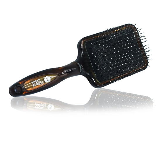 01 PCs - Paddle Hair Brush with Scalp Massager â€“ Wooden-Style Handle, Nylon Pin Detangling Brush with Cushion Pad for Wet &amp; Dry Hair