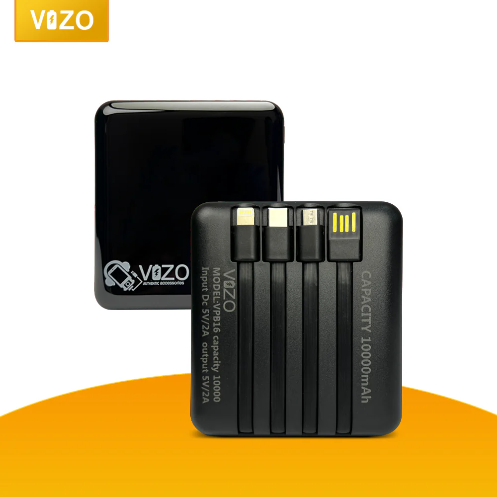 VPB16 â€“ 10,000mAh Compact Power Bank | Vizo VP 16TH Power Bank | Mobile Phone Power Bank - Android Power Bank - Random Color